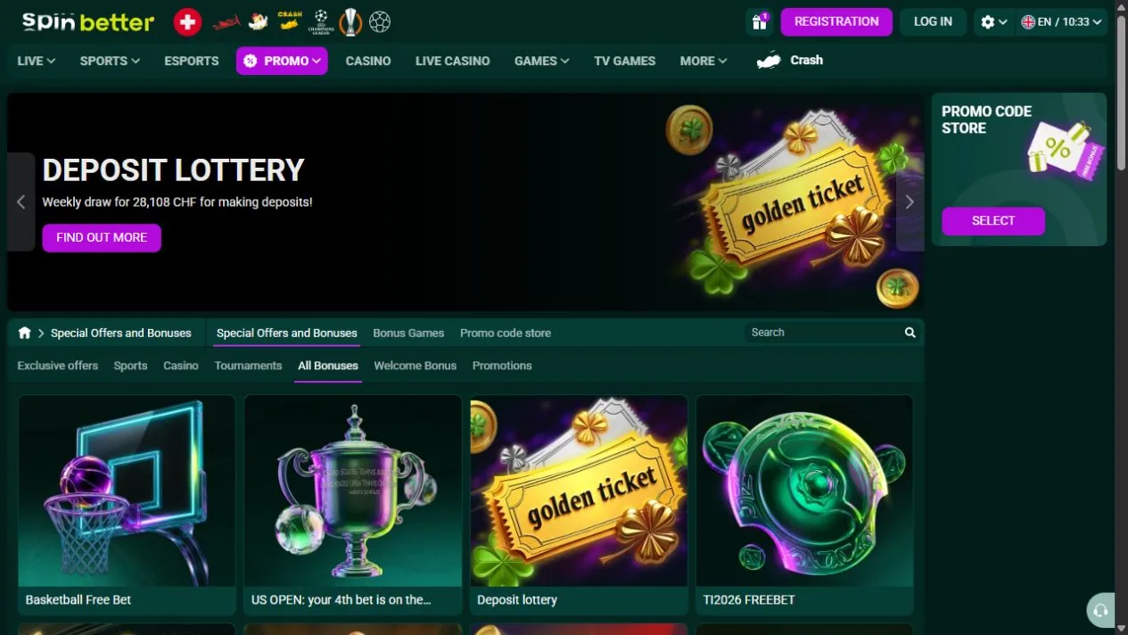 Spinbetter casino categories