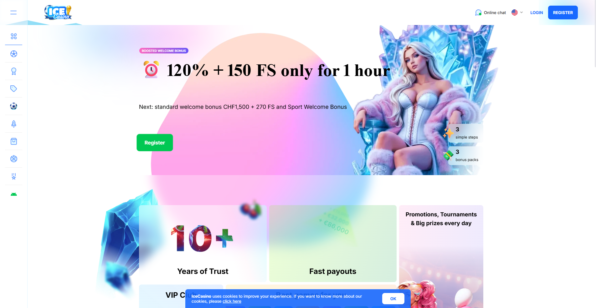 Ice Casino homepage